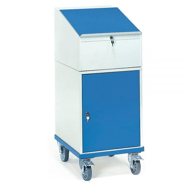 Rollpult 150 kg, mit Schrank und Schreibpult-Aufsatz