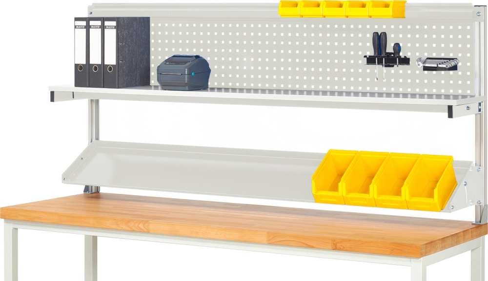 System-Aufbau (Komplettset-01 B2000 mm), zur Montage auf Arbeitsplatte, RAL7035