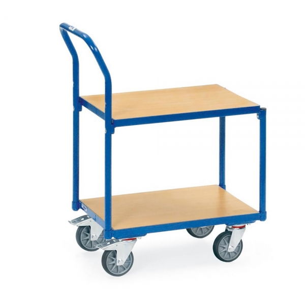 Etagen-Roller 250 kg, mit 2 bündigen Böden, Rohrschiebebügel