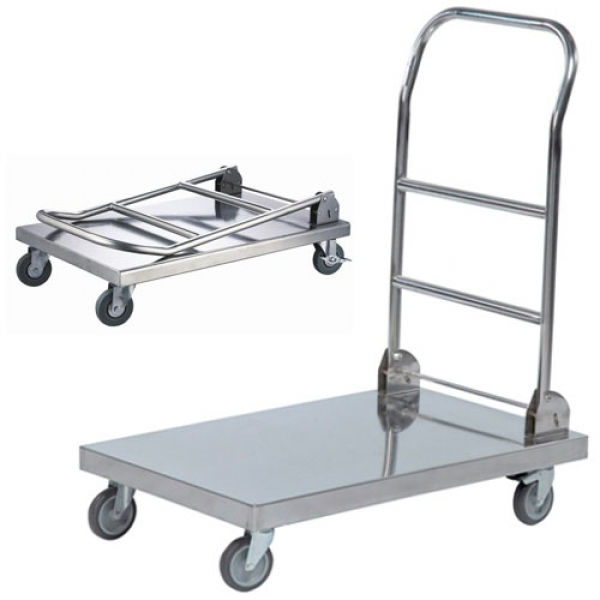 Edelstahl-Schiebebügelwagen mit Klappbügel, Tragkraft 100 kg