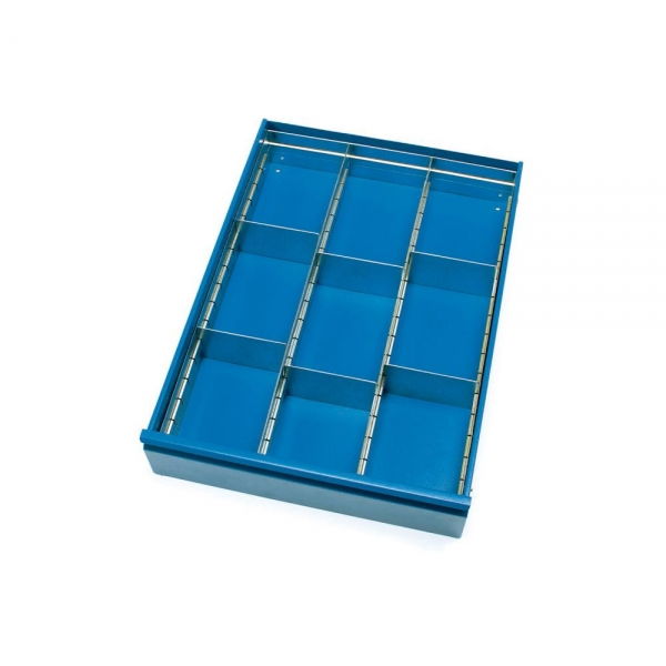 Schubladen-Einteilungs-Set Zubehör für Tischwagen 500 und 1.000 kg, wahlweise für Einzelschublade oder Schubladenschrank