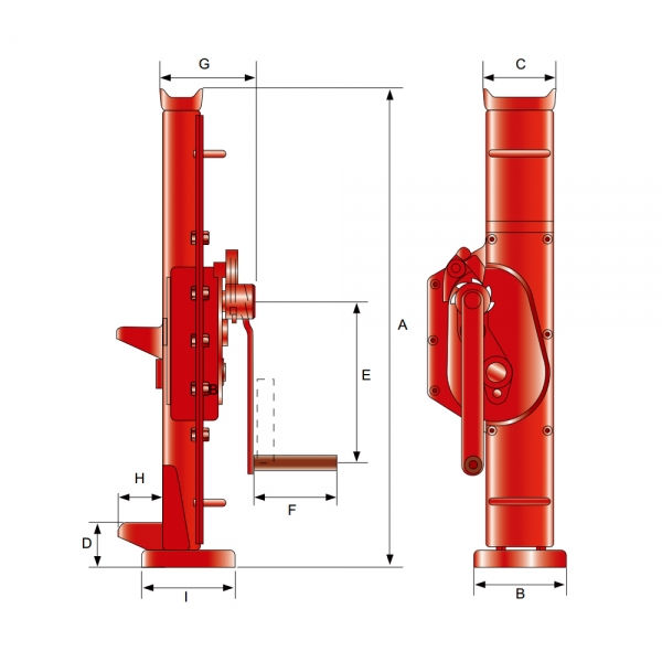 Stahlwinde, verstellbare Klaue, Tragkraft 3t, Hubhöhe 355 mm