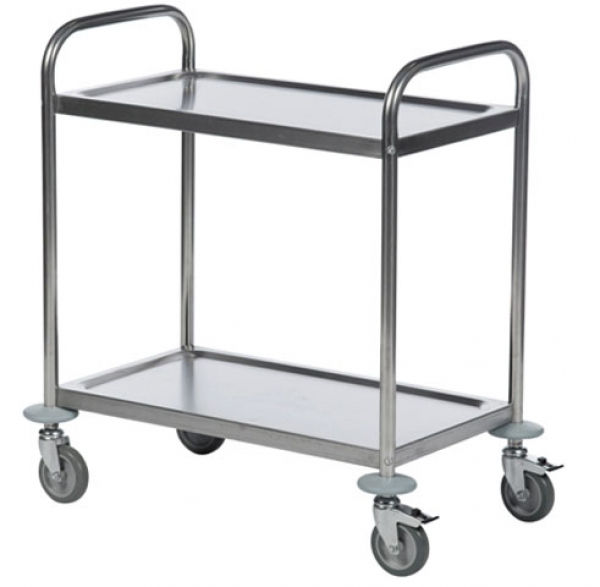 Edelstahl-Tischwagen, 2 Etagen, 100 kg Tragkraft