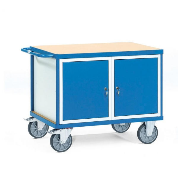 Schwere Werkstattwagen 600 kg, Ladefläche 1050 x 700 mm, 2 Schränke