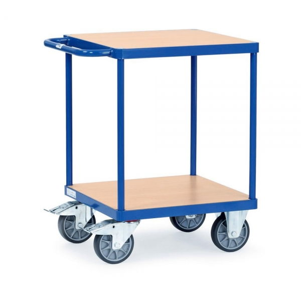 Schwerer Tischwagen 500 kg, Ladefläche 600x600 mm, mit 2 Böden