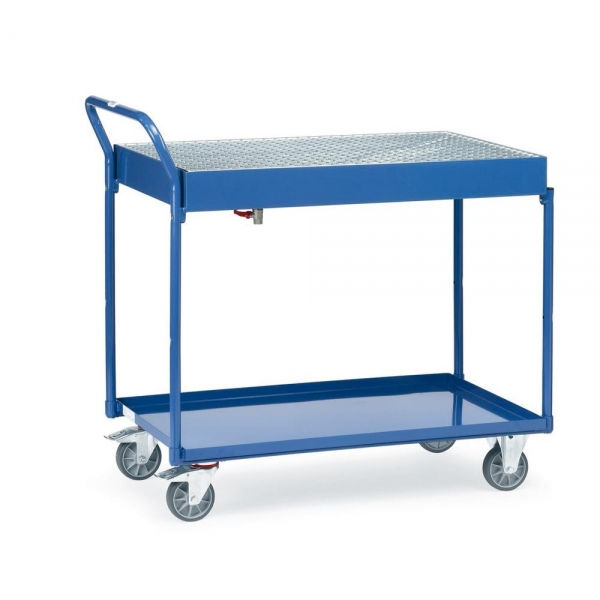 Tischwagen mit Wannen 300 kg, mit Blechwannen und Gitterrost