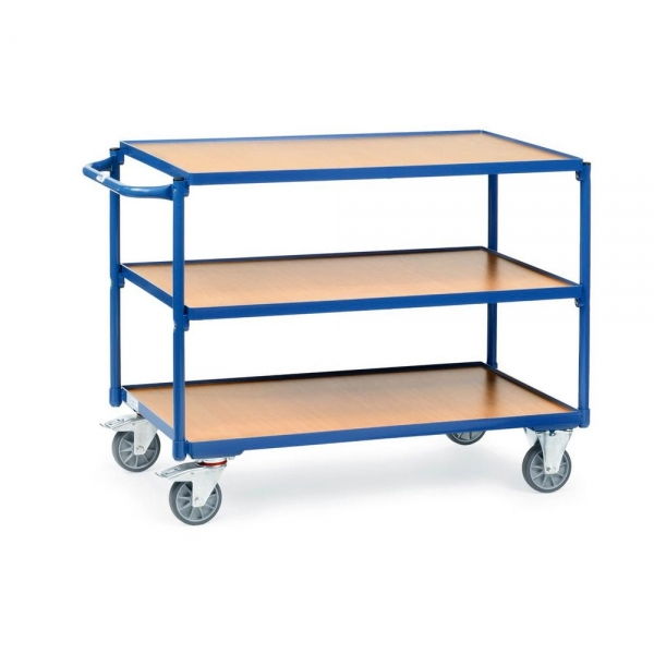 Tischwagen mit 3 Ladeflächen aus Holz, 300 kg Tragkraft