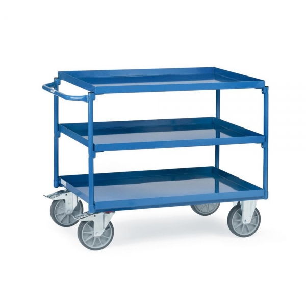 Tischwagen mit 3 Blechwannen, Griff waagerecht, 400 kg