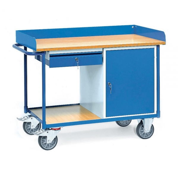 Werkstattwagen mit Arbeitsplatte, 400 kg, 1 Schrank, 1 Schublade